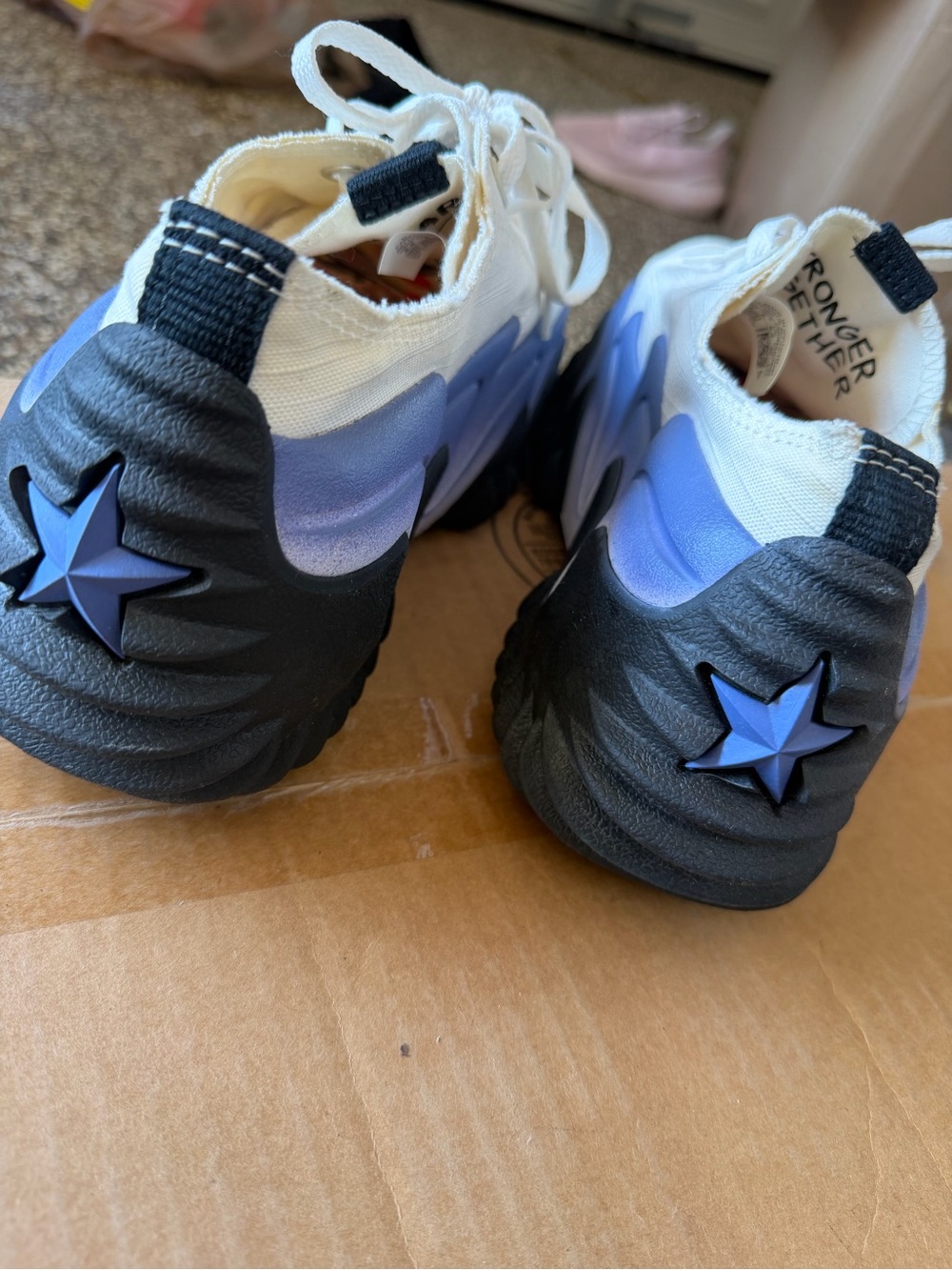 Converse White and Blue Star-Accent Sneakers